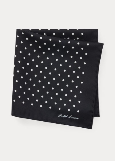 Cuadrícula Ralph Lauren Hombre Negros - Polka-Dot Silk Pocket - EZVYQ0679